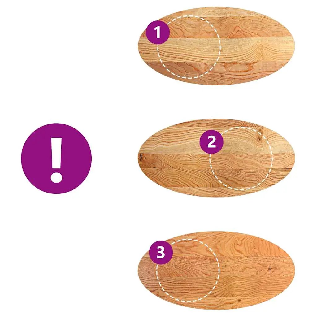 Tischplatte Hellbraun Oval aus Massivholz Eiche, 120x60x4 cm vidaXL