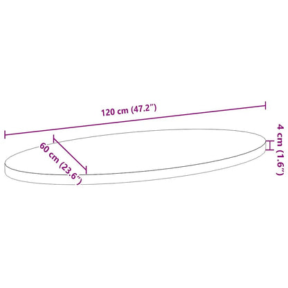 Tischplatte aus Massivholz Eiche, oval, Hellbraun, 120x60x4 cm vidaXL