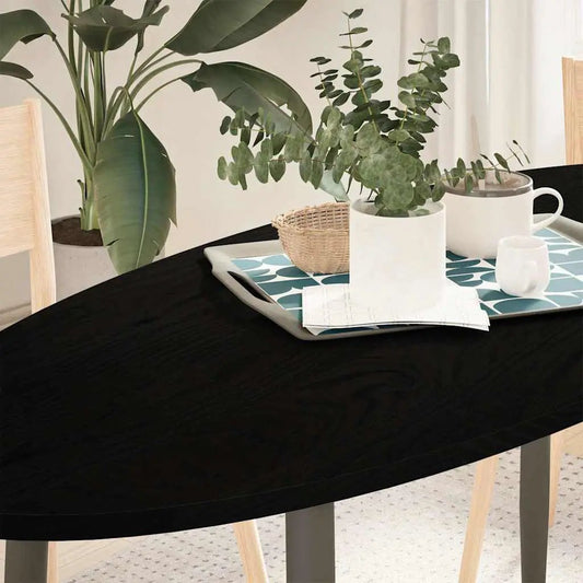Tischplatte Dunkelbraun oval 140x60x2 cm Massivholz Eiche