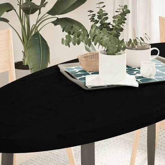 Tischplatte Dunkelbraun aus Massivholz Eiche, oval, 140x60x4 cm.