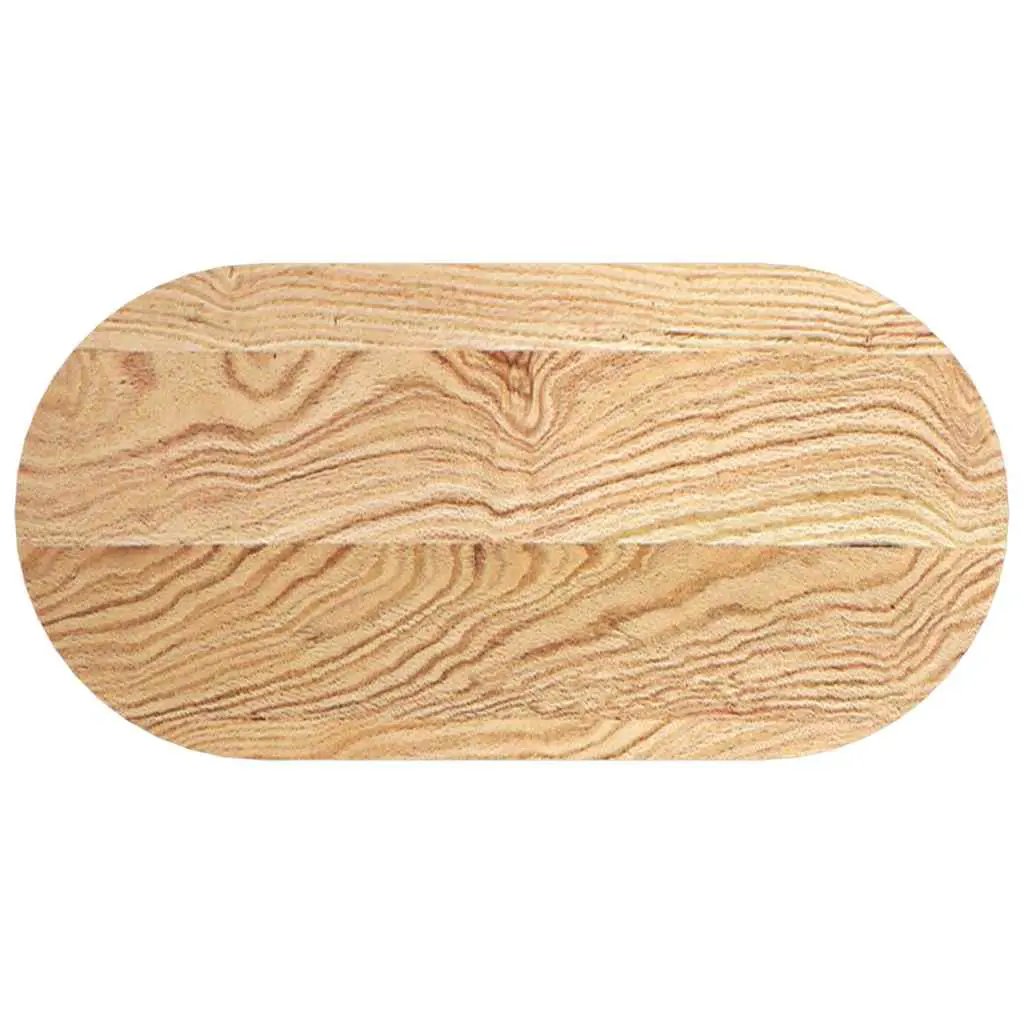 Tischplatte Oval aus Massivholz Eiche, 80x40x2 cm, sichtbare Maserung, natuerliche Holzoptik, glatt geschliffen, vidaXL