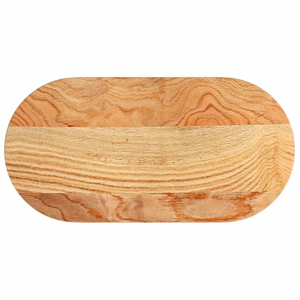Tischplatte aus Massivholz Eiche, oval, hellbraun, 80×40×2 cm - vidaXL