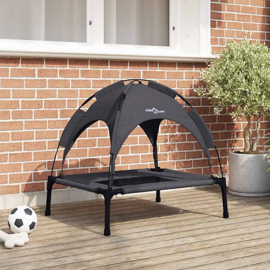 Hundebett Schwarz 76 x 62 x 70,5 cm aus Stahl von vidaXL mit Baldachin