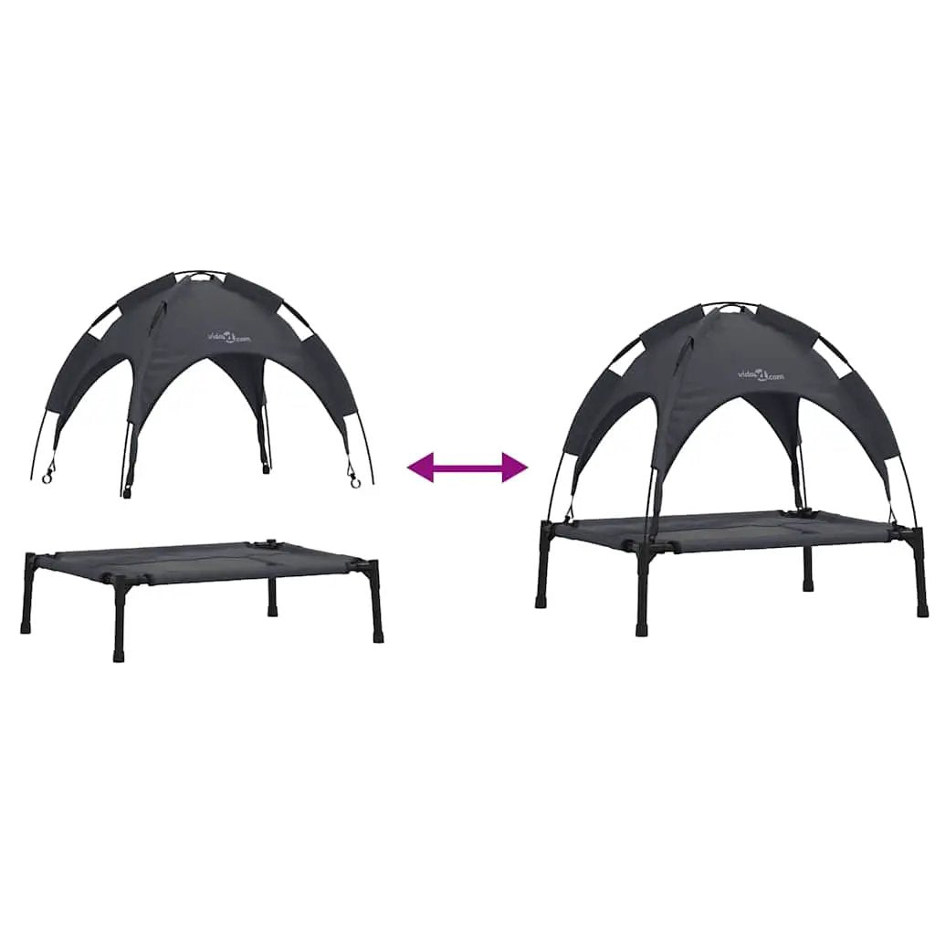 Hundebett Schwarz aus Stahl von vidaXL, 76 × 62 × 70,5 cm – 2 Ansichten