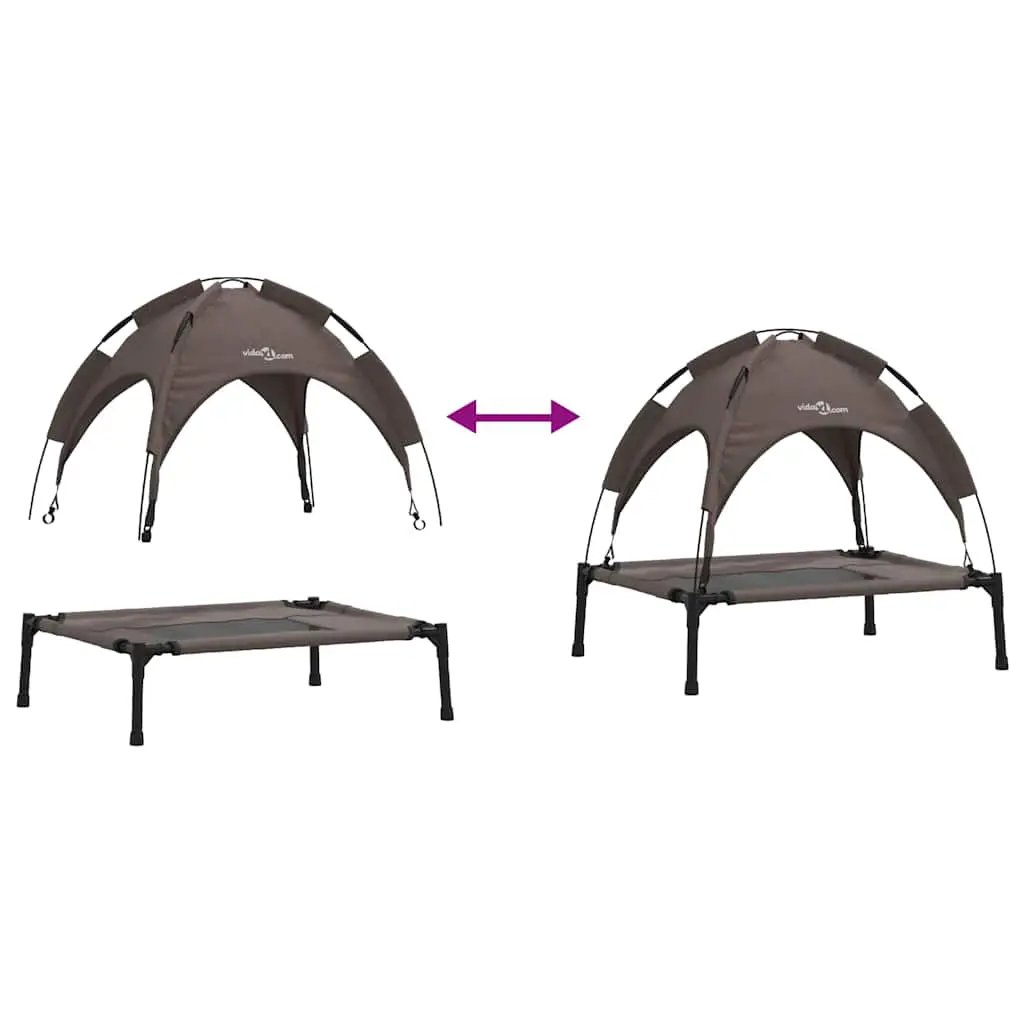 Hundebett Braun 62 x 48 x 61 cm Stahl mit Baldachin, vidaXL