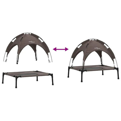 Hundebett Braun 76 x 62 x 70,5 cm Stahl von vidaXL mit Metallgestell und Stoffüberdachung