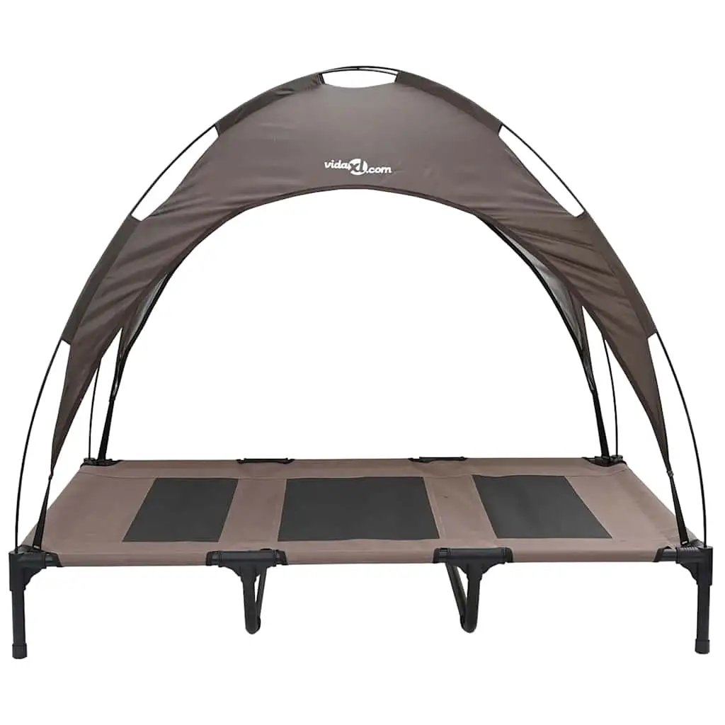 Hundebett Braun 122 x 93 x 106,5 cm aus Stahl – vidaXL erhöhtes Hundebett mit Stoffauflage