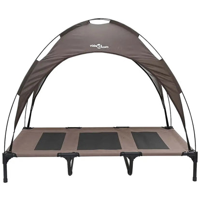Hundebett Braun 122 x 93 x 106,5 cm aus Stahl – vidaXL erhöhtes Hundebett mit Stoffauflage