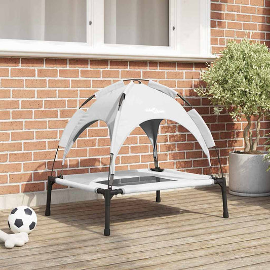 Hundebett Silber Grau aus Stahl mit VidaXL Logo, 76 x 62 x 70,5 cm, Outdoor