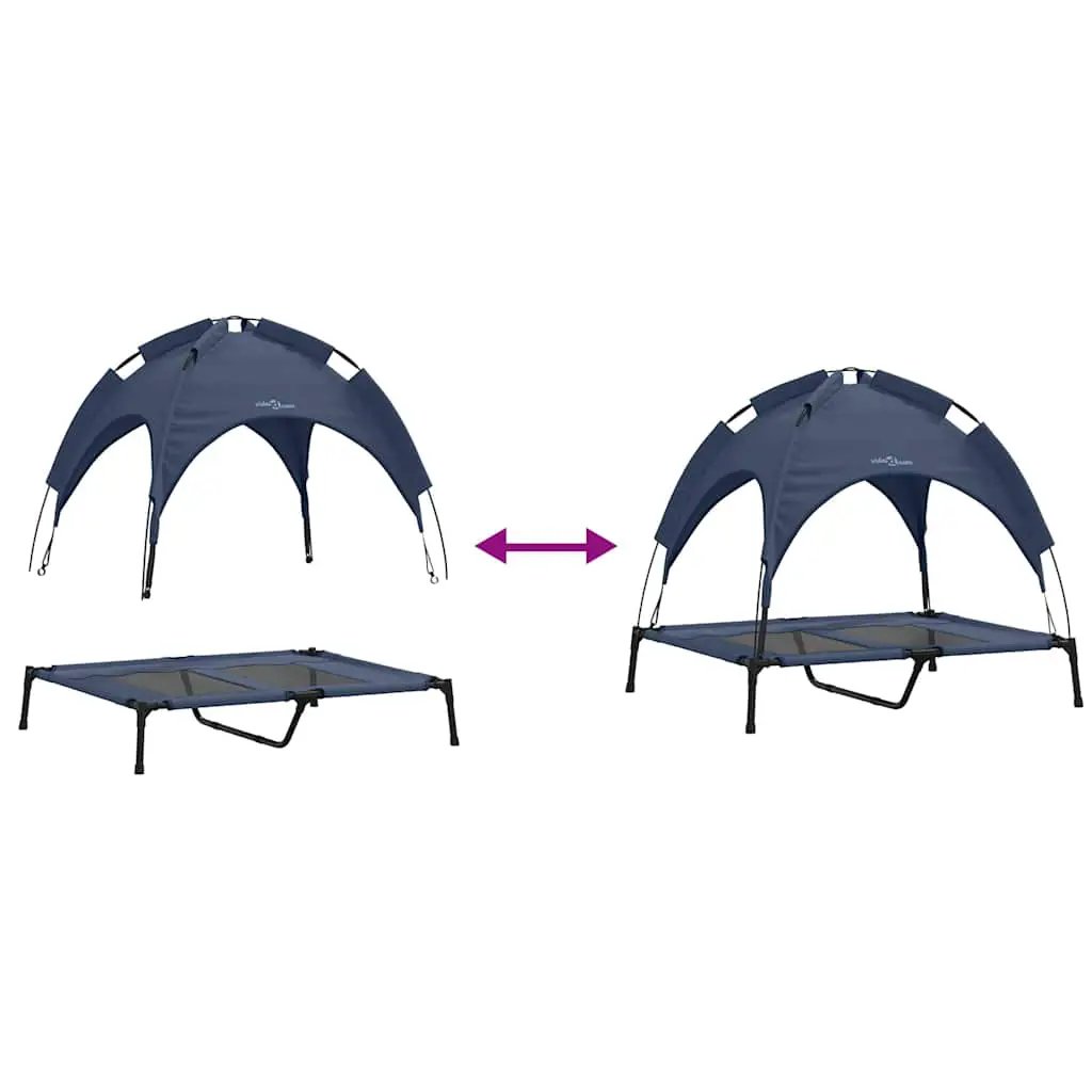 Hundebett Marineblau 92x77x82,5 cm Stahl – vidaXL Hundebett mit blauem Metallrahmen