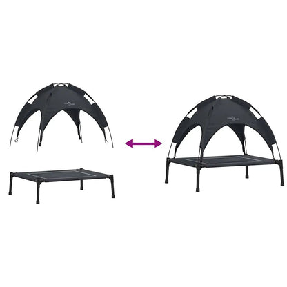 vidaXL Hundebett 63 × 49,5 × 60 cm, Stahlrahmen, Schwarz