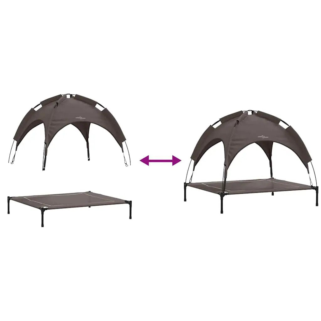 Hundebett vidaXL, Stahl Braun, 90 x 81 x 80,5 cm – 2-in-1 Bett mit Baldachin