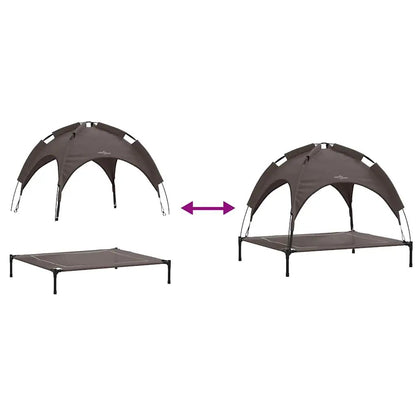 Hundebett vidaXL, Stahl Braun, 90 x 81 x 80,5 cm – 2-in-1 Bett mit Baldachin