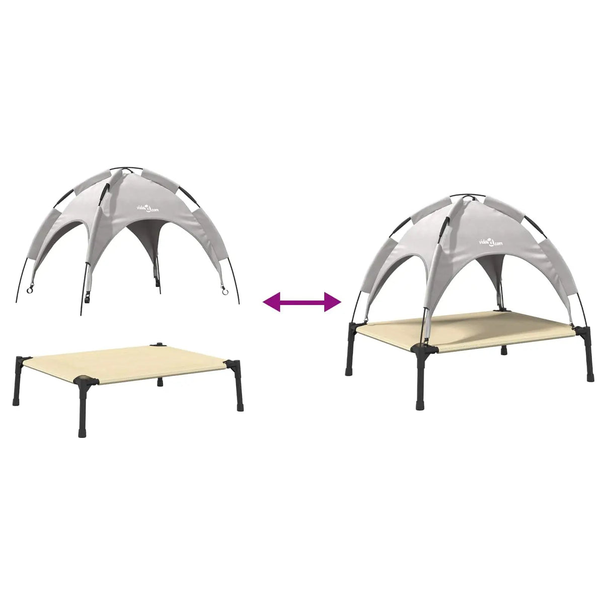 Hundebett vidaXL, Stahl Silber Grau, 63 x 49,5 x 60 cm, 2er Set