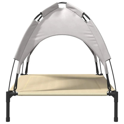 Hundebett 71×64×71 cm, Stahl Silbergrau mit beige Liegefläche