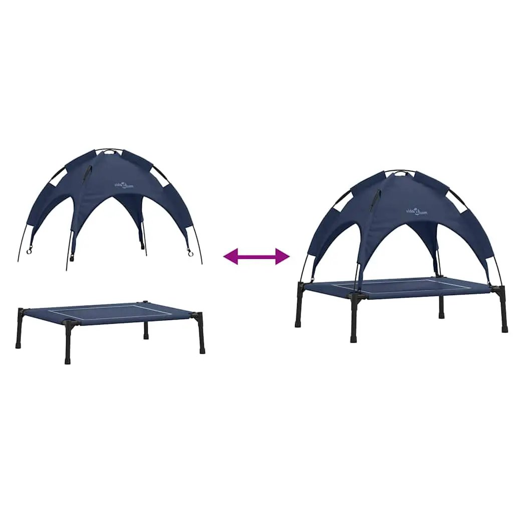 Hundebett vidaXL, 63 x 49,5 x 60 cm, Stahl Marineblau, Zeltaufsatz