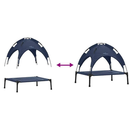 Hundebett vidaXL, 63 x 49,5 x 60 cm, Stahl Marineblau, Zeltaufsatz