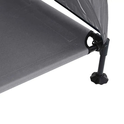 Hochgelegtes Hundebett 127×81×108 cm Stoff und Stahl, grauer Bezug, vidaXL