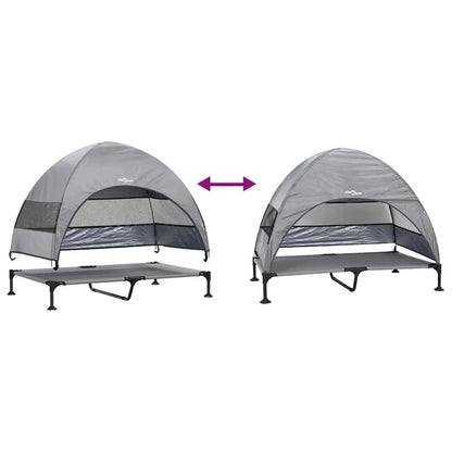 Hochgelegtes Hundebett 127x81x108 cm aus Stoff und Stahl, grau, vidaXL
