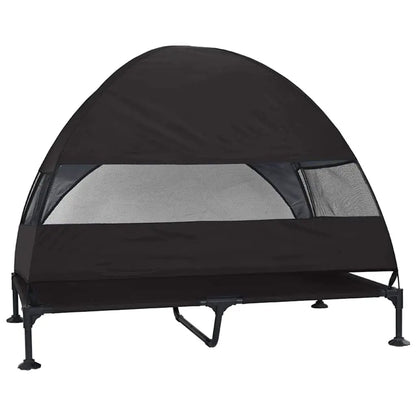 Hochgelegtes Hundebett aus Stoff und Stahl, schwarz, vidaXL, 127 x 81 x 108 cm