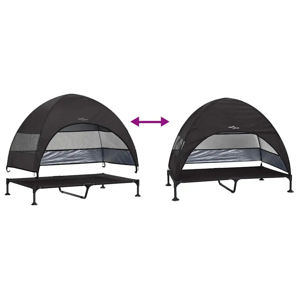 Hochgelegenes Hundebett 127×81×108 cm mit dunklem Stoff und Stahlrahmen – vidaXL