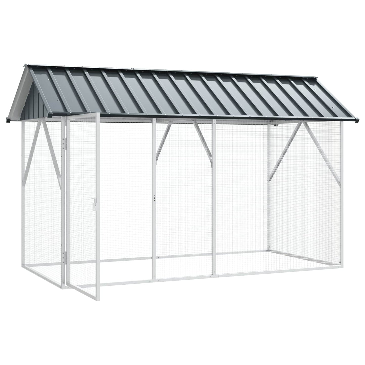 Vogelkäfig Anthrazit 227 X 112 X 141 Cm Verzinkter Stahl