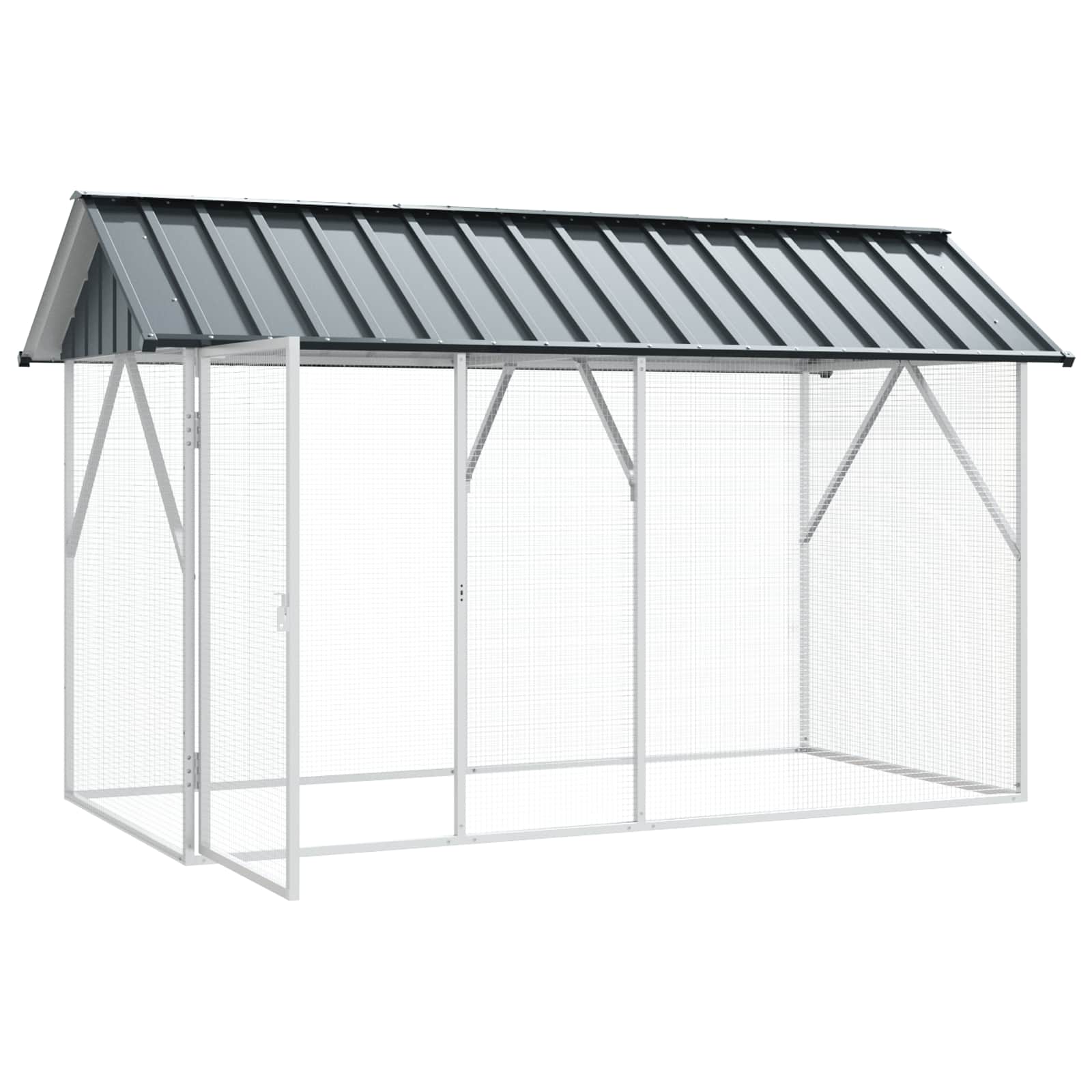 Vogelkäfig Anthrazit 227 X 112 X 141 Cm Verzinkter Stahl