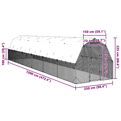 Hühnerstall 2,5X12X2,25 M Verzinkter Stahl