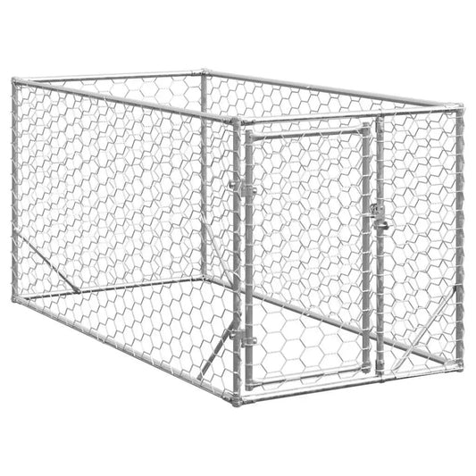 Outdoor-Hundezwinger aus verzinktem Stahl mit Tür, 2x1x1 m, vidaXL