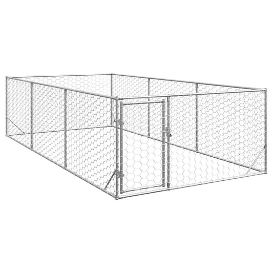 Outdoor-Hundezwinger mit Tür aus verzinktem Stahl, 2x4x1 m, vidaXL