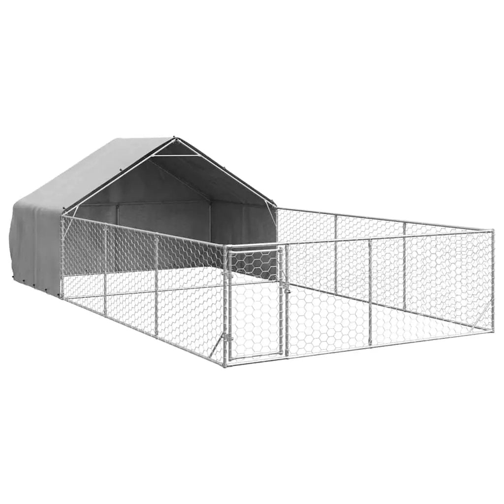 Outdoor-Hundezwinger mit Auslauf, 7x3x1,9 m, verzinkter Stahl