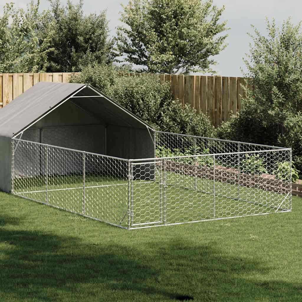 Outdoor-Hundezwinger mit Auslauf 7x3x1,9 m aus verzinktem Stahl