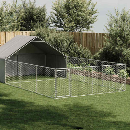 Outdoor-Hundezwinger mit Auslauf 7x3x1,9 m aus verzinktem Stahl