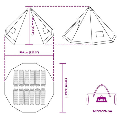 Tipi Zelt mit Dach mit Speicher Blau 560 x 560 x 300 cm Taft