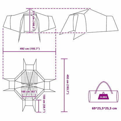 Tipi Zelt 8 Personen Grün Taft