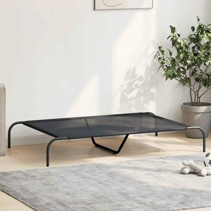 Hundebett erhöht, schwarz, 130x80x20 cm aus Textilene und Stahl