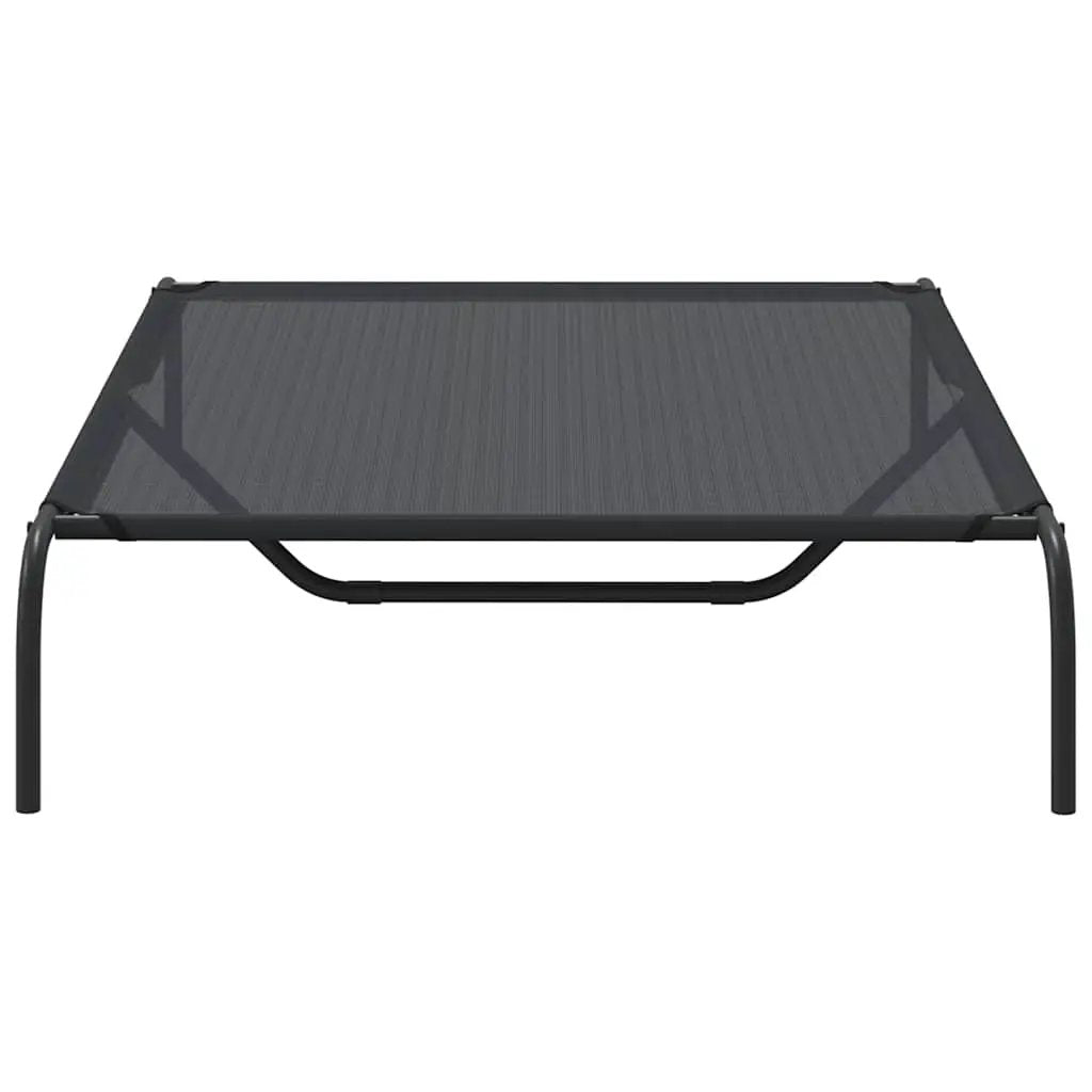 Hundebett erhöht Schwarz 130x80x20 cm aus Textilene und Stahl von vidaXL