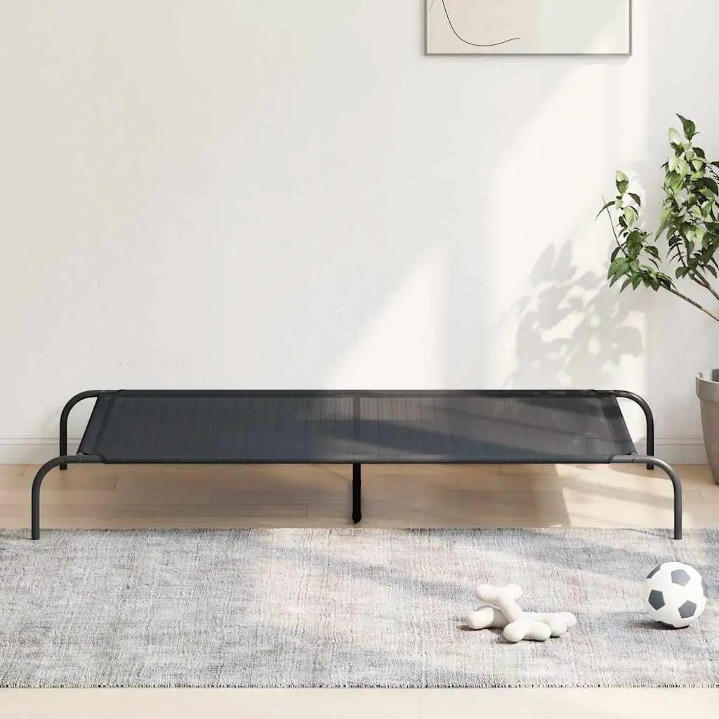 Hundebett erhöht aus Textilene und Stahl, schwarz, 150x90x20 cm