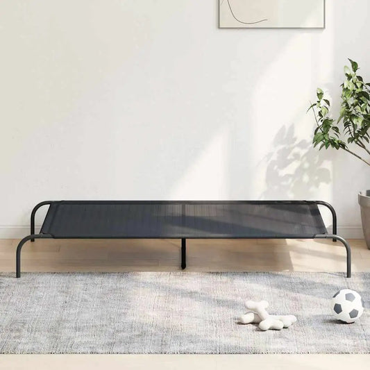 Hundebett erhöht aus Textilene und Stahl, schwarz, 150x90x20 cm