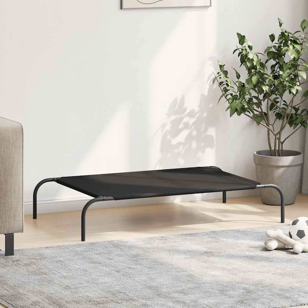 Hundebett Erhöht Schwarz 110x65x20 cm, Oxford-Gewebe und Stahl, vidaXL