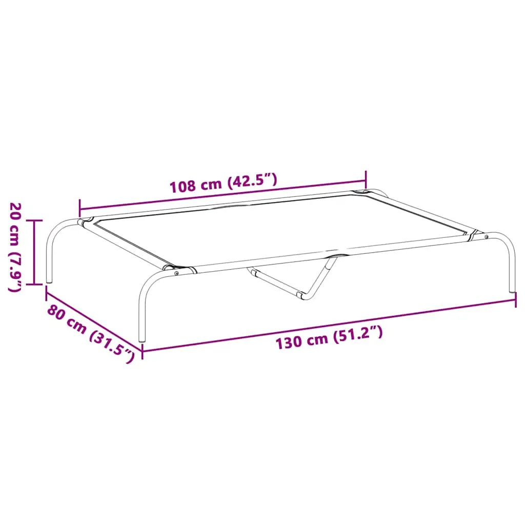 Hundebett erhöht Schwarz 130x80x20 cm aus Oxford-Gewebe und Stahlrahmen