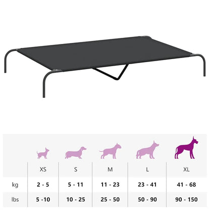 Hundebett Erhöht Schwarz aus Oxford-Gewebe und Stahl von vidaXL, 150x90x20 cm