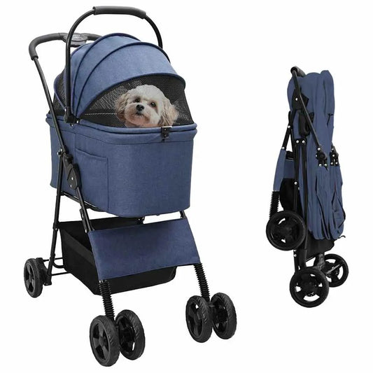 Faltbarer Haustierwagen Blau 81 x 47 x 99 cm Polyester