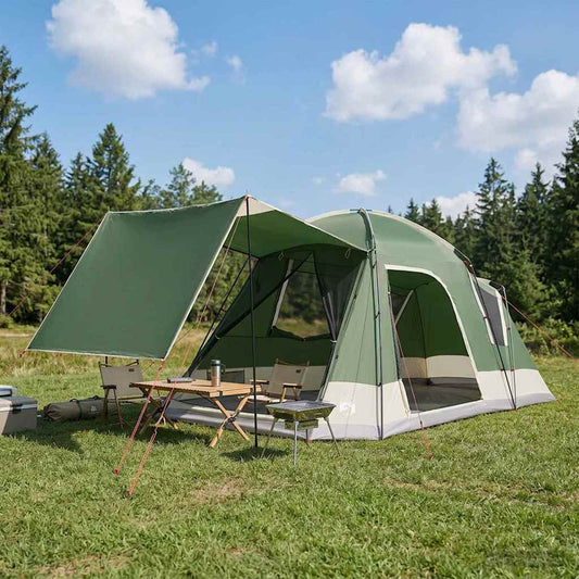 Hütten-Zelt 8 Personen Grün Polyester und Stahl