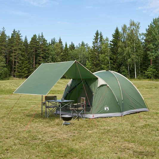 Hütten-Zelt 4 Personen Grün Polyester und Stahl