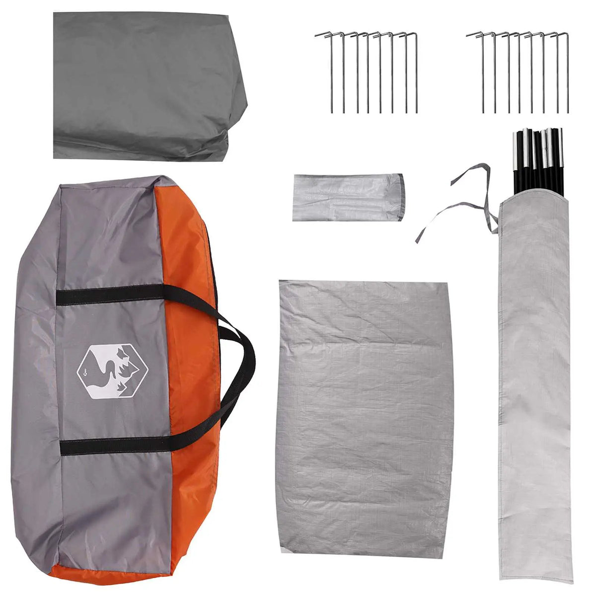 Hütten-Zelt 4 Personen Grau und Orange Polyester und Stahl