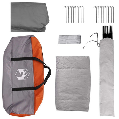 Hütten-Zelt 4 Personen Grau und Orange Polyester und Stahl