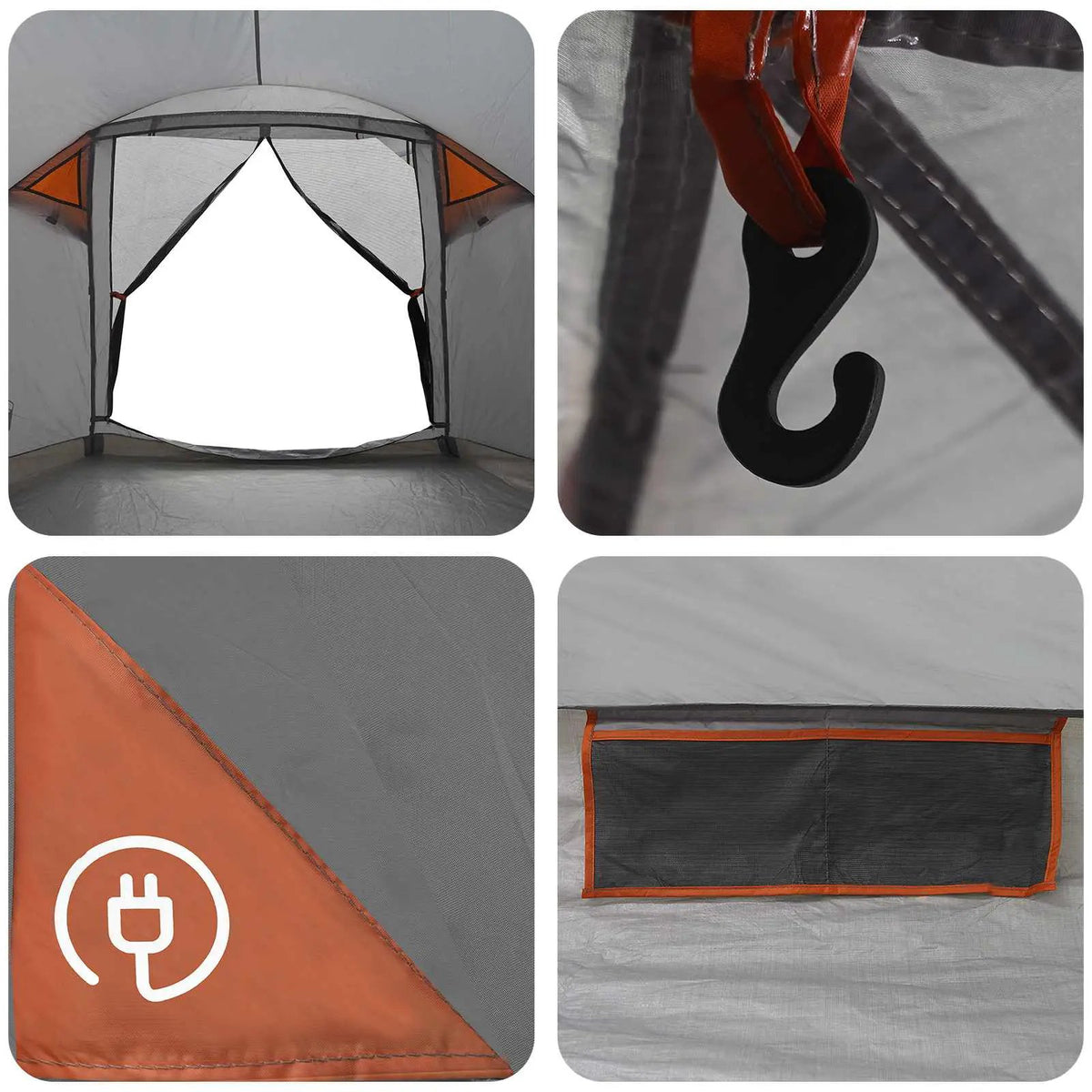Hütten-Zelt 4 Personen Grau und Orange Polyester und Stahl