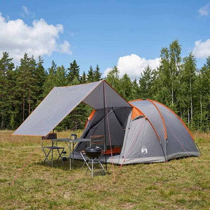 Hütten-Zelt 4 Personen Grau und Orange Polyester und Stahl