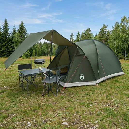Hütten-Zelt 4 Personen Armeegrün Polyester und Stahl
